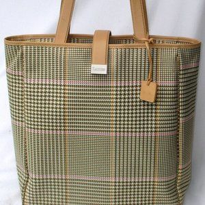 Ralph Lauren Houndstooth Plaid Canvas Tote Purse